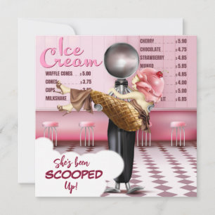Retro Ice cream Parlour Scooped Up Bridal Shower Invitation