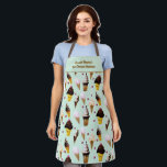 Retro Ice Cream Pastel Green Personalized Apron<br><div class="desc">Step into sweet nostalgia with this cute vintage ice cream parlor apron, featuring my original hand-painted watercolor ice cream cones in soft pastel colors. Painted the old-fashioned way with brushes on paper, these classic cones (with a touch of juicy cherries and strawberries in some variants) bring retro parlor vibes straight...</div>