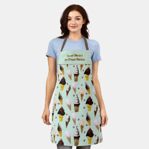 Retro Ice Cream Pastel Green Personalized Apron