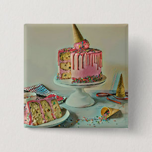 Retro ice cream popsicle 2 inch square button