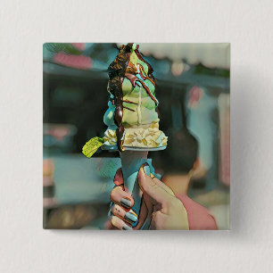 Retro ice cream popsicle 2 inch square button