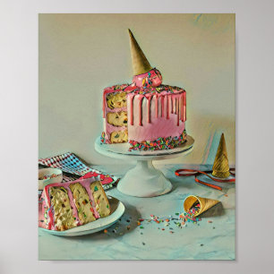Retro ice cream popsicle poster