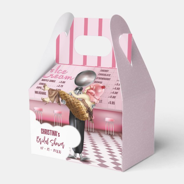 Retro Ice cream Scooped Up Bridal Shower Favor Box (Back Side)