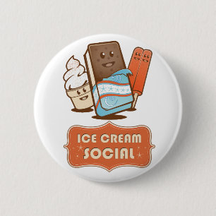 Retro Ice Cream Social 2 Inch Round Button
