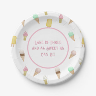 Retro Ice Cream Social Birthday Party Custom Paper Plate