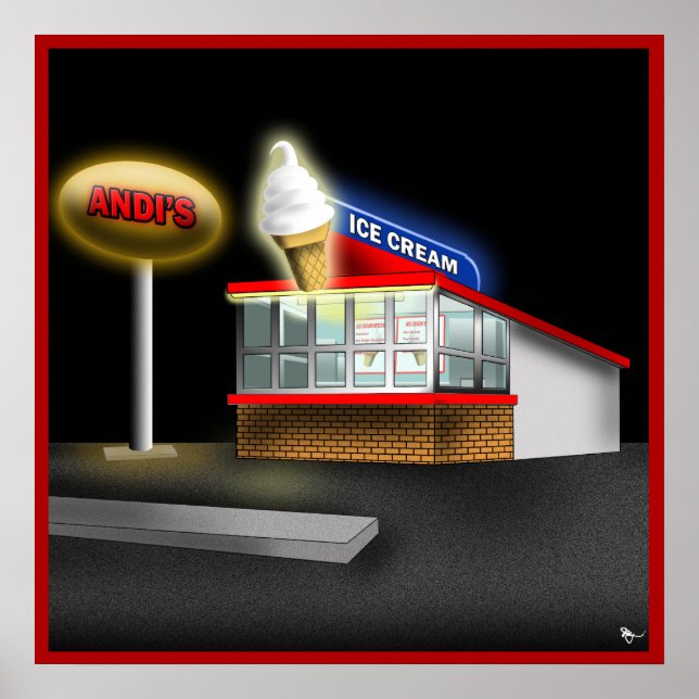 Retro Ice Cream Stand Poster (Front)
