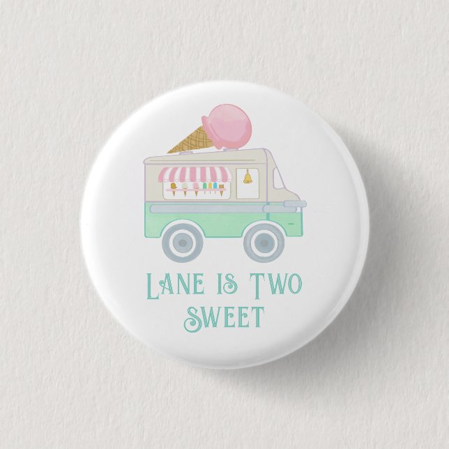 Retro Ice Cream Truck Birthday Party 1 Inch Round Button (Front)