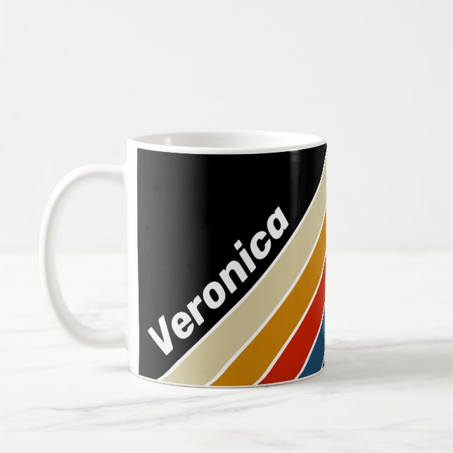 Retro Ice Rainbow Striped with Name Coffee Mug (Left)