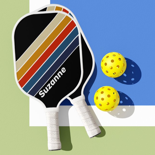 Retro Ice Rainbow with Name Pickleball Paddle (Creator Uploaded)