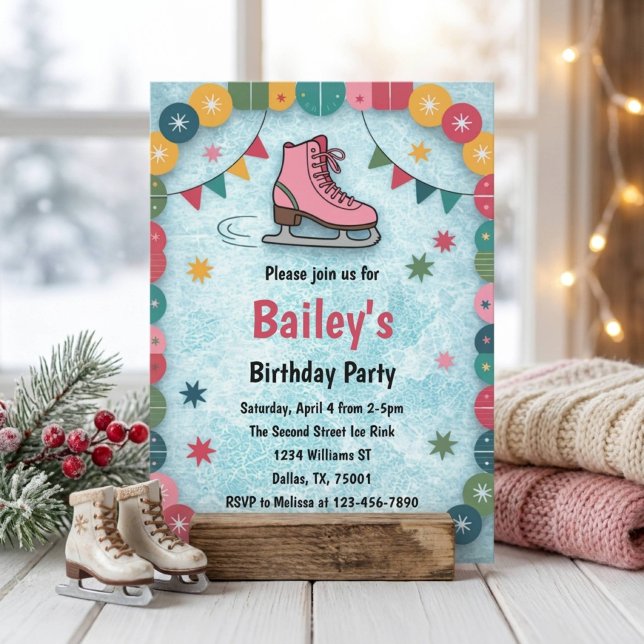 Retro Ice Skating Birthday Invitation (Creator Uploaded)