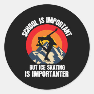 Retro Ice Skating Winter Sports Ski Skate Vintage Classic Round Sticker