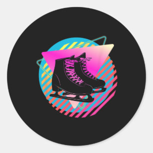 Retro Ice Skating Winter Sports Vintage Ski Skate  Classic Round Sticker