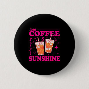 Retro iced coffee & sunshine funny summer 2 inch round button