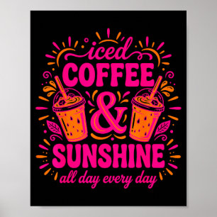 Retro iced coffee &amp; sunshine funny summer poster
