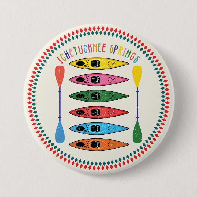 Retro Ichetucknee Springs Kayaking 3 Inch Round Button (Front)