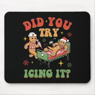 Retro Icu Nurse Christmas Gingerbread Did You Try Mouse Pad