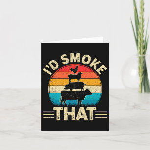 Retro I'd Smoke That Funny Byrbecue Smoker Bbq And Card