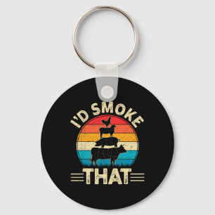 Retro I'd Smoke That Funny Byrbecue Smoker Bbq And Keychain