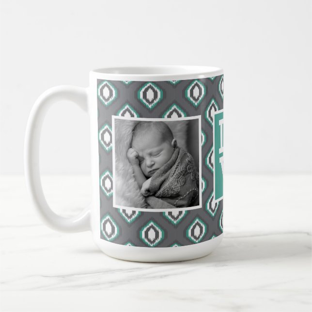 Retro Ikat Tribal Pattern | LOVE with Photos Coffee Mug (Left)