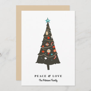 Retro Illustrated Christmas Tree Modern Holiday Card