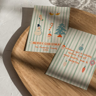 Retro Illustrated Colourful Christmas Non-Photo Holiday Card