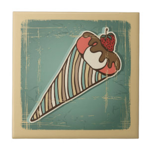 Retro Illustration of Ice Cream Tile