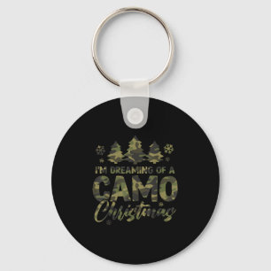 Retro I'm Dreaming Of A Camo Christmas Camouflage  Keychain