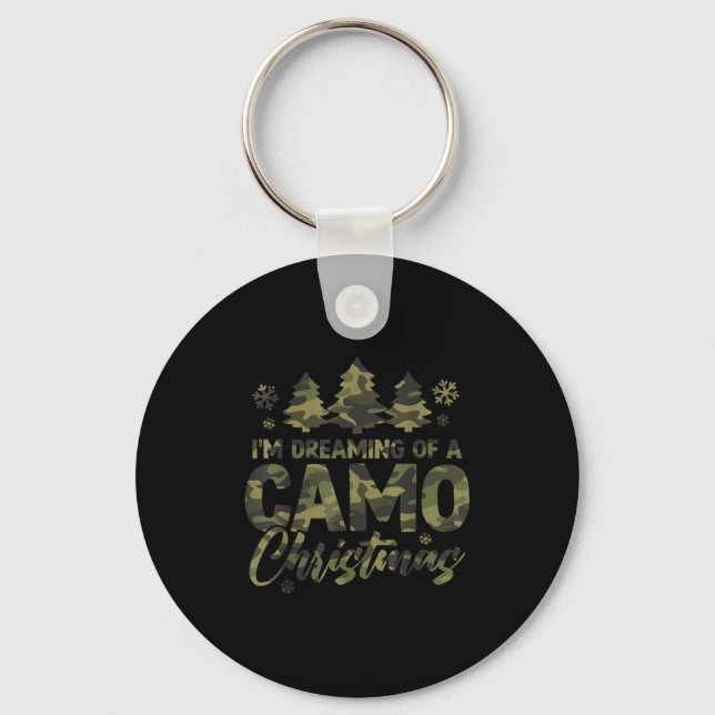 Retro I'm Dreaming Of A Camo Christmas Camouflage  Keychain (Front)