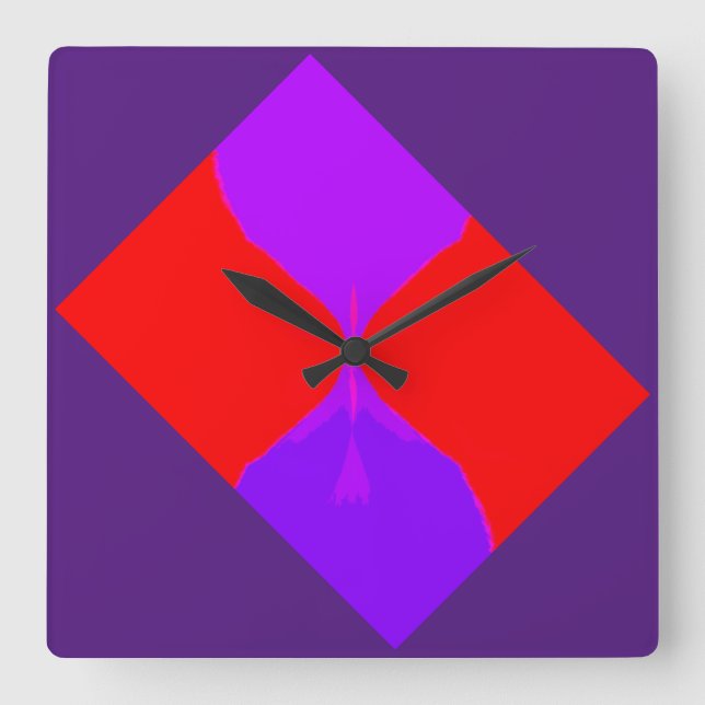 Retro Image 1 Purple & Red Square Clock (Front)