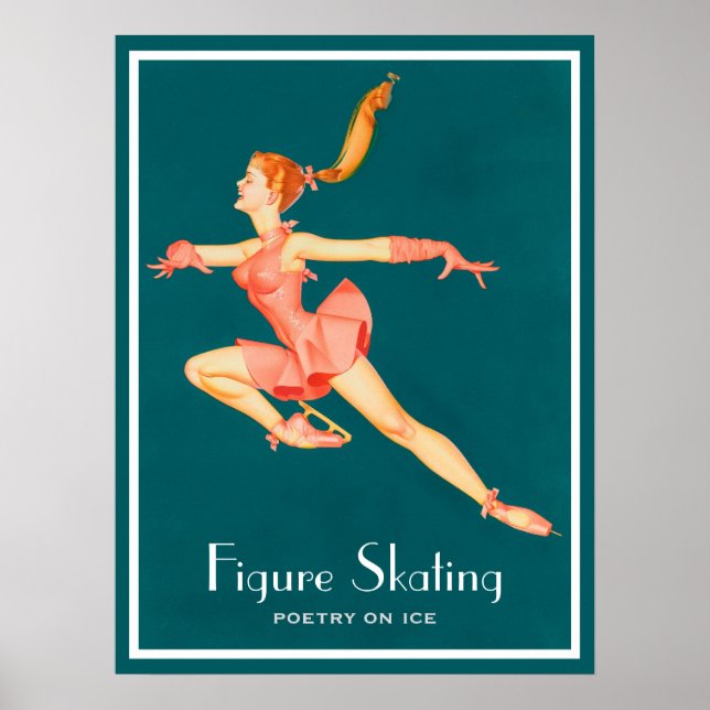 Retro Image of A Figure Skater In A Pink Outfit Poster (Front)