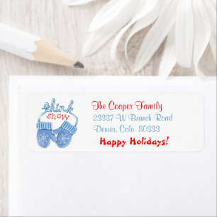 Retro Image Snow Mittens Return Address