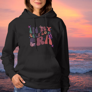 Retro In My Self Love Era Neon Butterfly and Star Hoodie