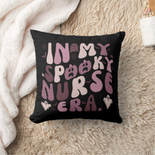 Retro In My Spooky Nurse Era Quote Halloween  Throw Pillow
