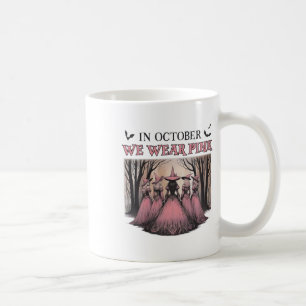 Retro In October We Wear Pink Witch Breast Cancer Coffee Mug