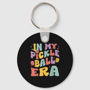 Retro in pickleball era funny pickleball player keychain