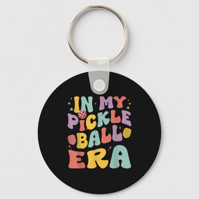 Retro in pickleball era funny pickleball player keychain (Front)