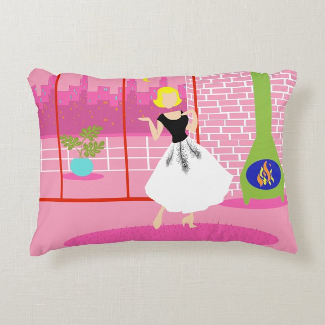 Retro In the Pink Accent Pillow (Front)