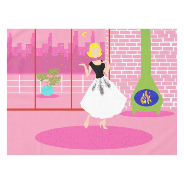 Retro In the Pink Tablecloth (Front (Horizontal))