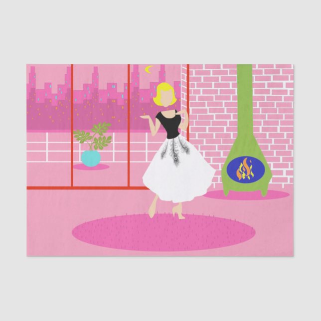 Retro In the Pink Tissue Paper (Front)