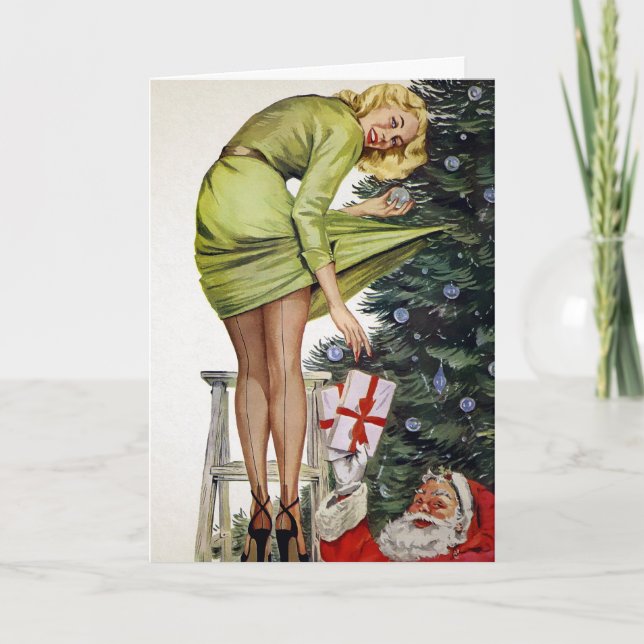 Retro Inappropriate Santa Holiday Card (Front)