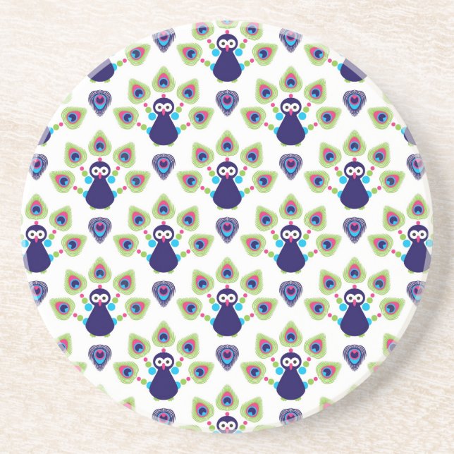 retro india exotic peacock coaster (Front)