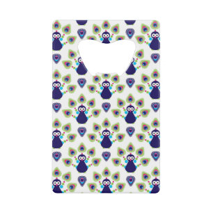 retro india exotic peacock credit card bottle opener