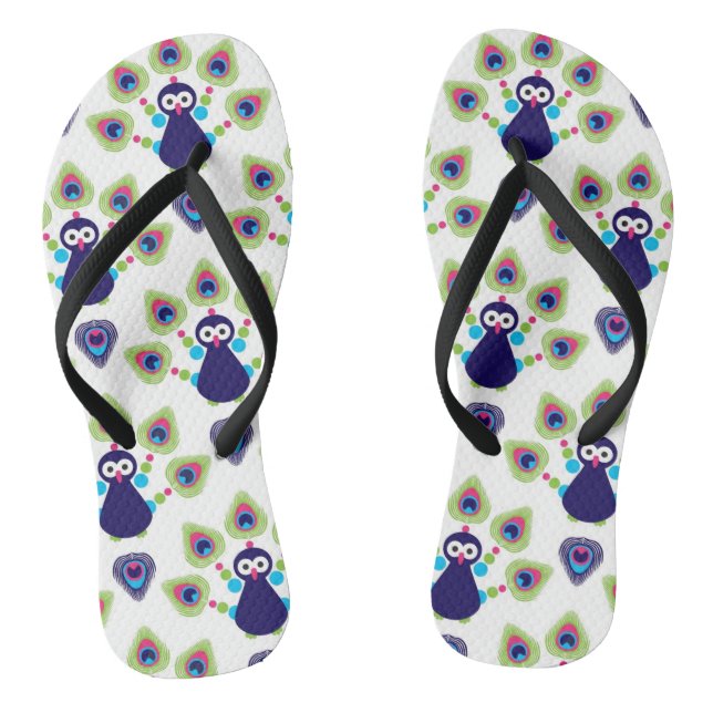 retro india exotic peacock flip flops (Footbed)