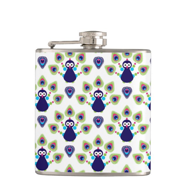 retro india exotic peacock hip flask (Front)
