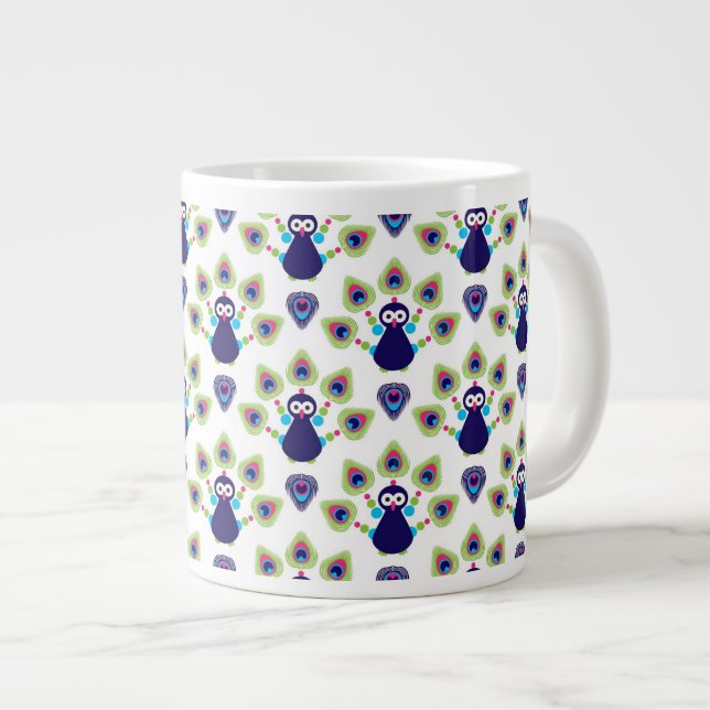 retro india exotic peacock large coffee mug (Front Right)