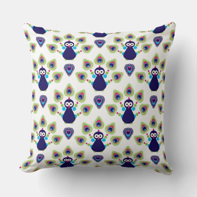 retro india exotic peacock throw pillow (Front)