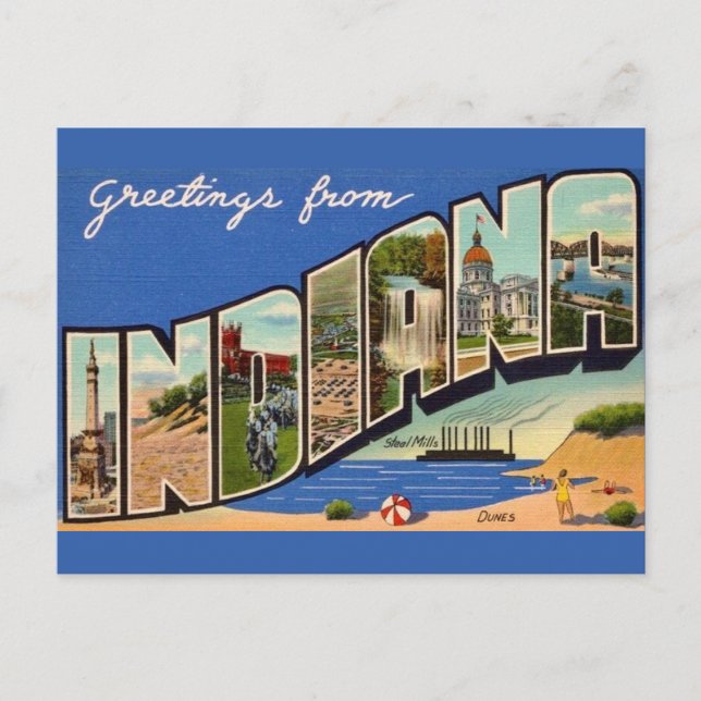 Retro Indiana Greeting Postcard (Front)