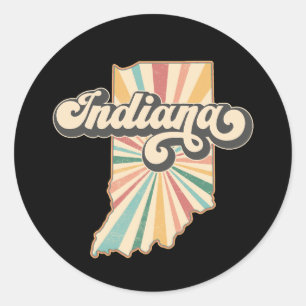 Retro Indiana Map Artwork   Vintage State Design Classic Round Sticker