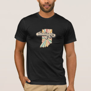 Retro Indiana Map Artwork   Vintage State Design T-Shirt