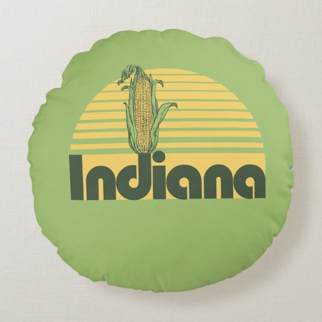 Retro Indiana Round Pillow (Front)
